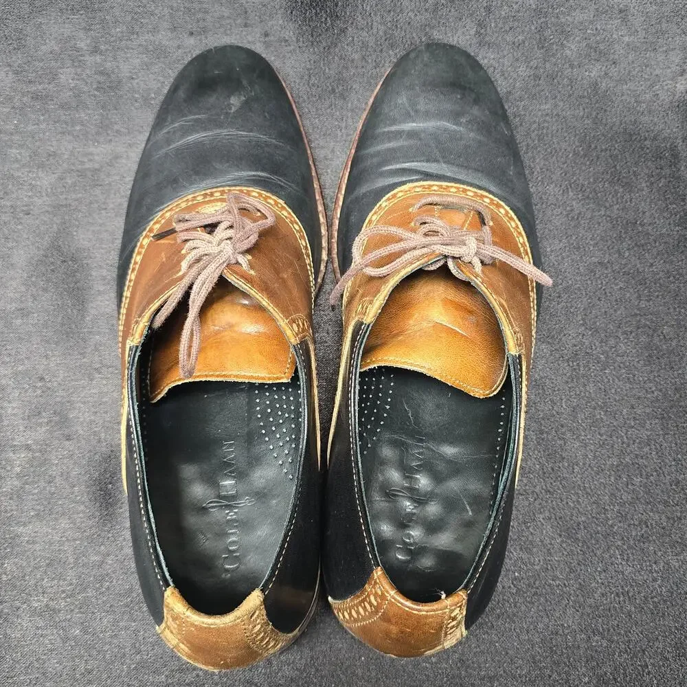 Cole Haan Black & Brown Leather Brogue Oxford Dress Shoes